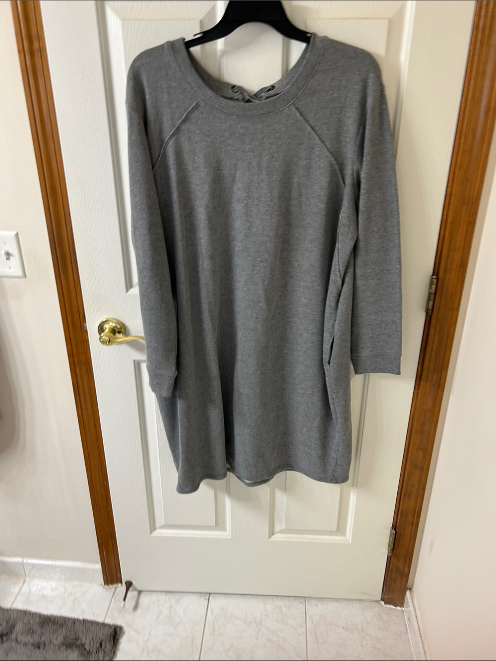 Lane Bryant Gray Lace-Up back Long Sleeve Dress
